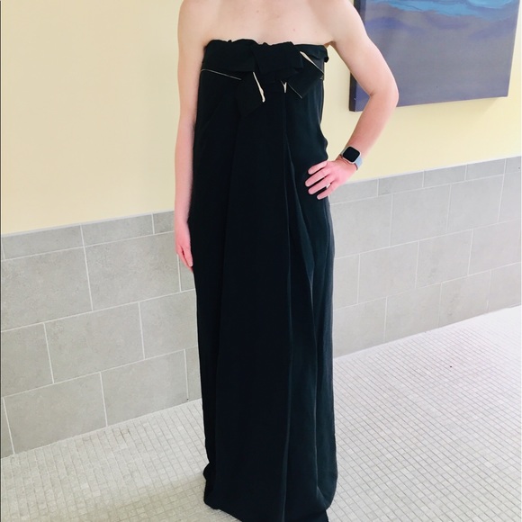 RARE!! LANVIN sz 10 VTG Empire black silk evening gown - Picture 3 of 8